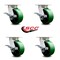 Service Caster 5 Inch Kingpinless Green Poly on Steel Wheel Swivel Caster Set with Brakes SCC SCC-KP30S520-PUR-GB-SLB-4 - alternate 2